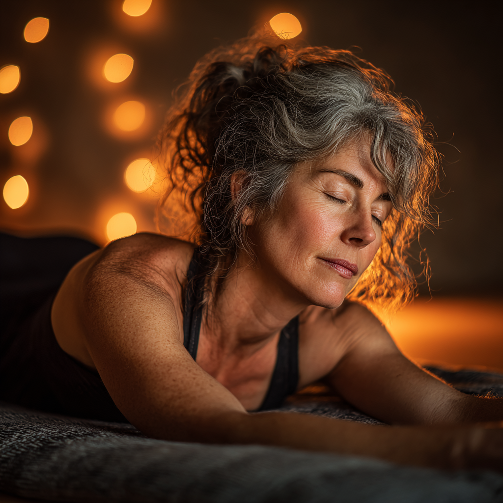 Gruppe älterer Menschen bei sanften Yoga-Übungen